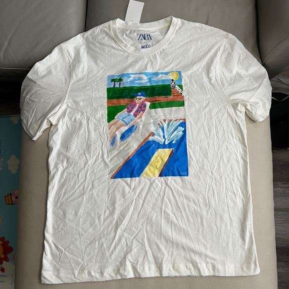 Zara x Wes Robinson Men’s Painting Print Short Sleeve T Shirt - Size M, XL - Picture 2 of 7
